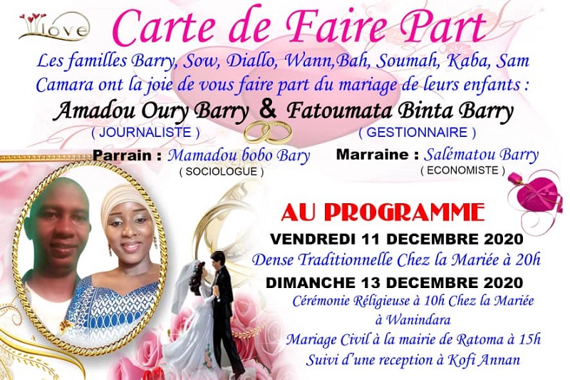 Carnet rose: Amadou Oury Barry (AOB) se marie